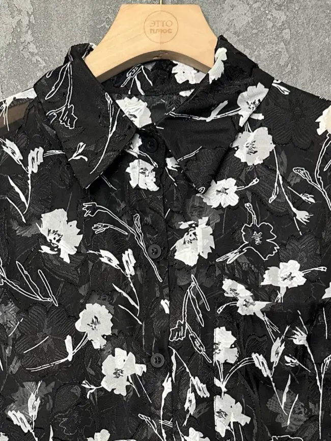 Блуза в цветочек 135-5 Размер 50-58 фото 9