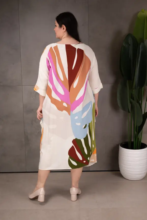 Платье лист Монстеры (молоко) ЭттоПлюс 2321-1 Размер 48-58 фото 10