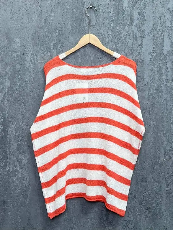 Джемпер облегченный в полоску ЭттоПлюс 25107 Размер 54-58 фото 66