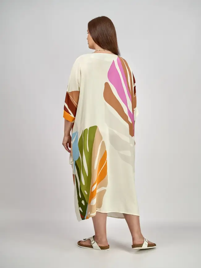 Платье лист Монстеры (молоко) ЭттоПлюс 2321-1 Размер 48-58 фото 5