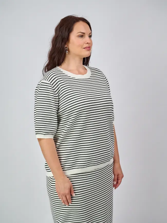 Джемпер в полоску ЭттоПлюс 25412 Размер 50-58 фото 6