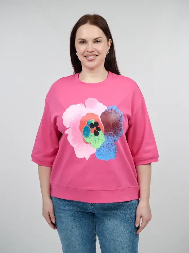 Лонгслив Цветы 25001 ЭттоПлюс Размер 50-58 фото 2