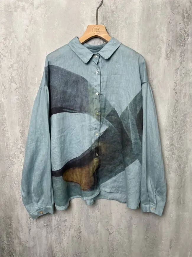 Льняная рубашка 8519 фото 10