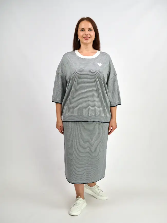 Юбка в полоску ЭттоПлюс 25416 Размер 54-58 фото 25