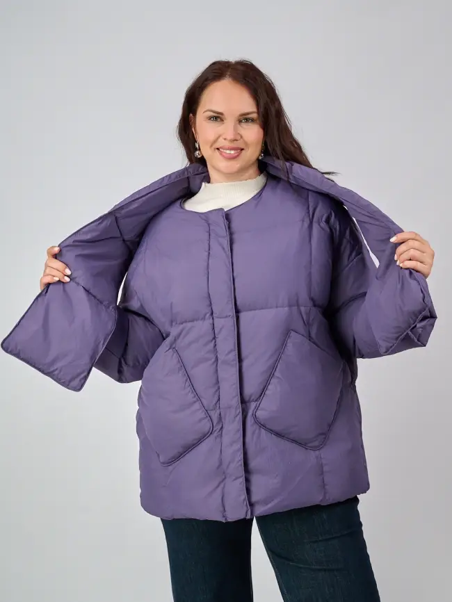 Пуховик женский с шарфом 8358 Размер 50-58 фото 41