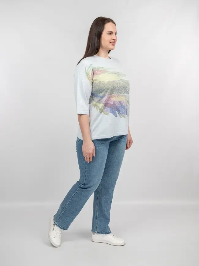 Джемпер облегченный с принтом 1006 Размер 50-58 фото 62