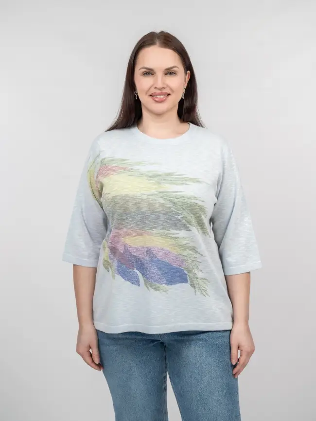 Джемпер облегченный с принтом 1006 Размер 50-58 фото 57