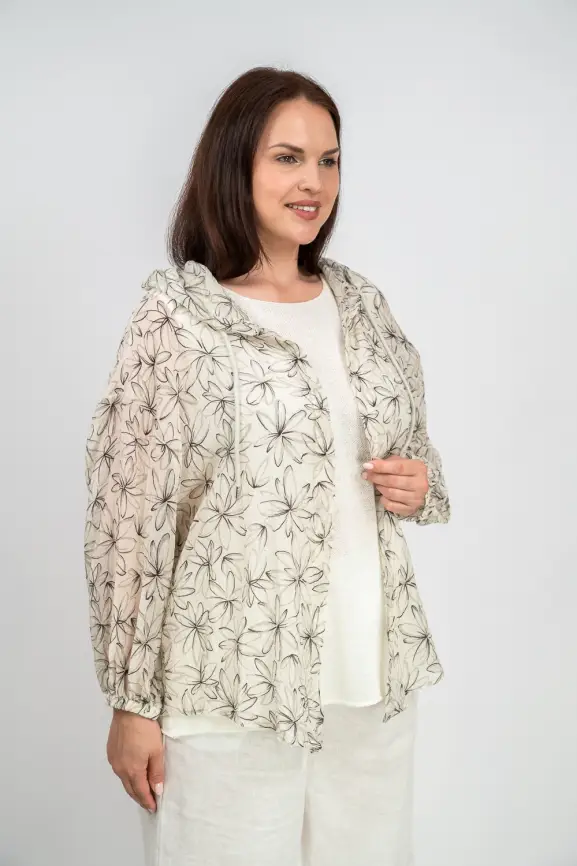 Ветровка-пыльник в цветок 9176 Размер 50-58 фото 18