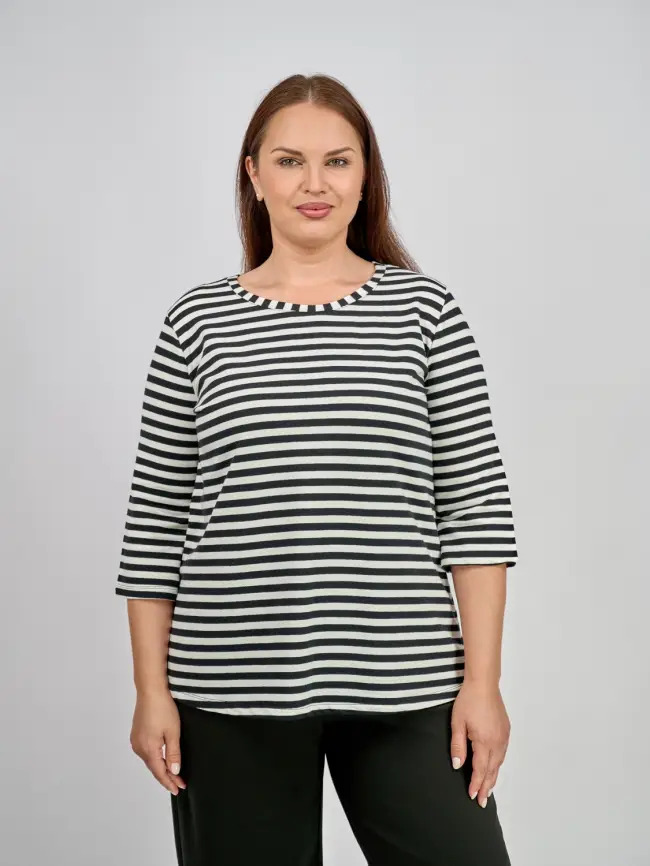 Лонгслив  33492 (черные полосы, 2(54-58)) Уценка фото 1