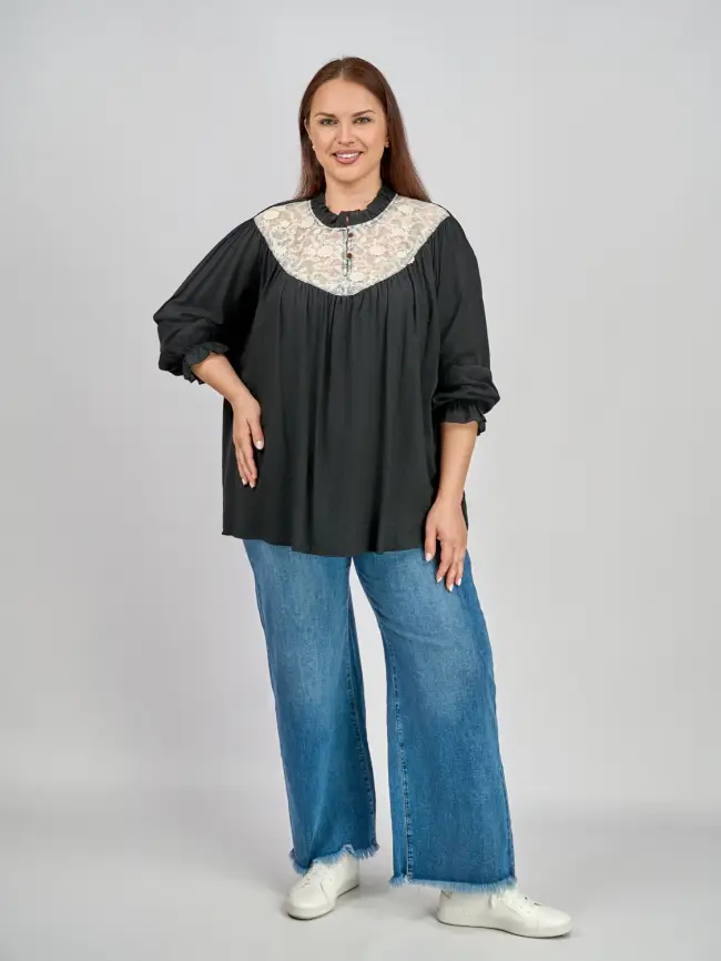 Блуза с гипюром 8013 размер 50- 58 фото 4
