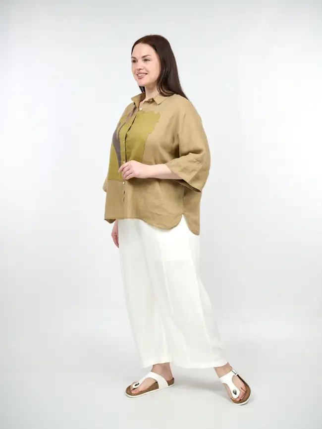 Льняная рубашка с тюльпаном 8342 Размер 50-58 фото 23