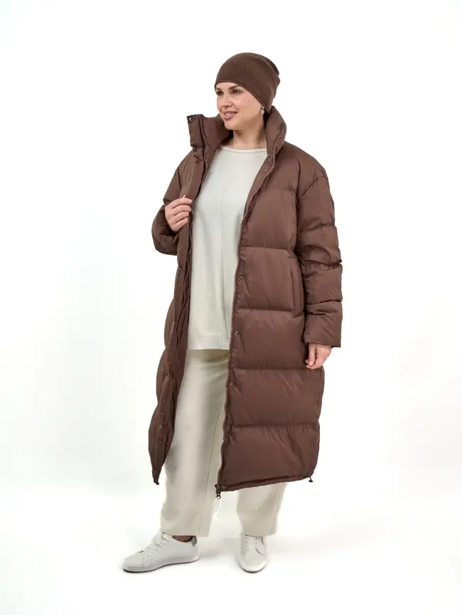 Пуховое пальто 9066 Размер 54-58 фото 21