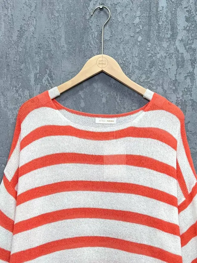 Джемпер облегченный в полоску ЭттоПлюс 25107 Размер 54-58 фото 65