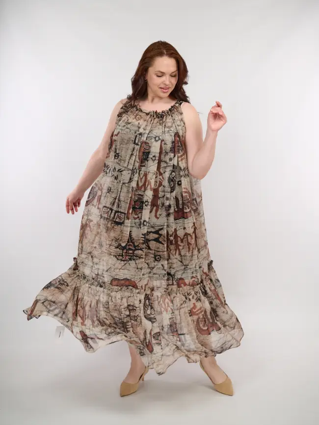 Сарафан летний 1438 Размер 48-56 (шоколад) фото 2