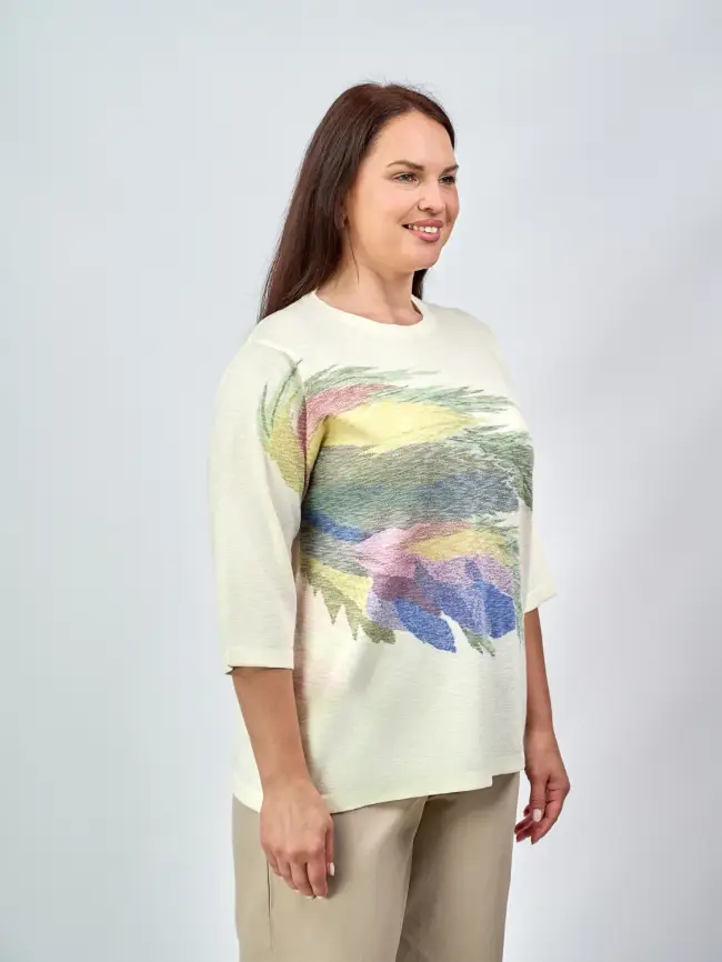 Джемпер облегченный с принтом 1006 Размер 50-58 фото 33