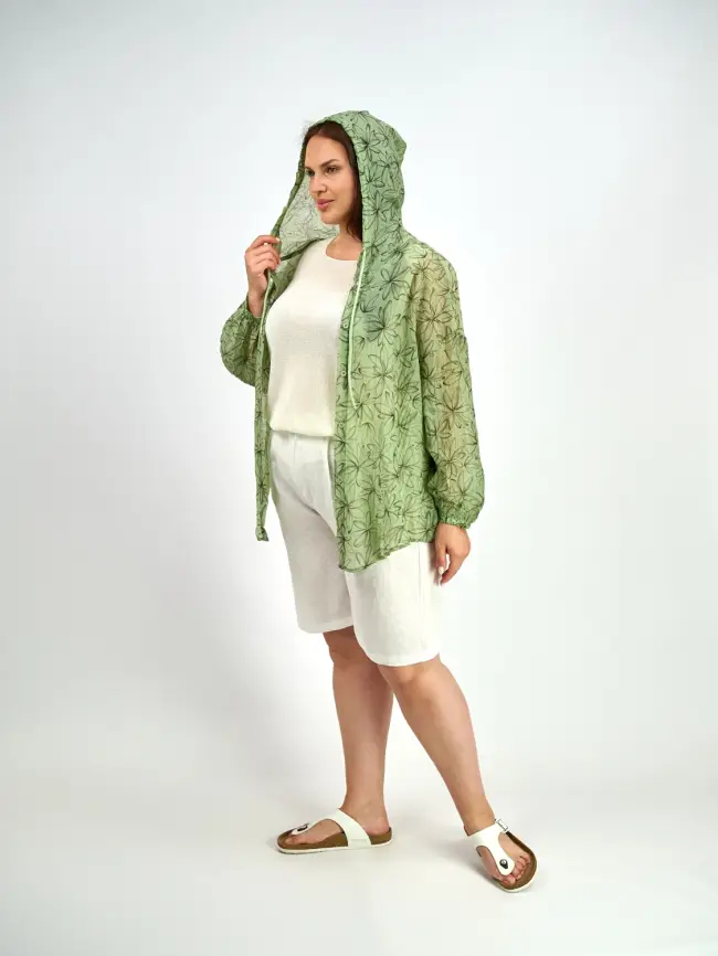 Ветровка-пыльник в цветок 9176 Размер 50-58 фото 2