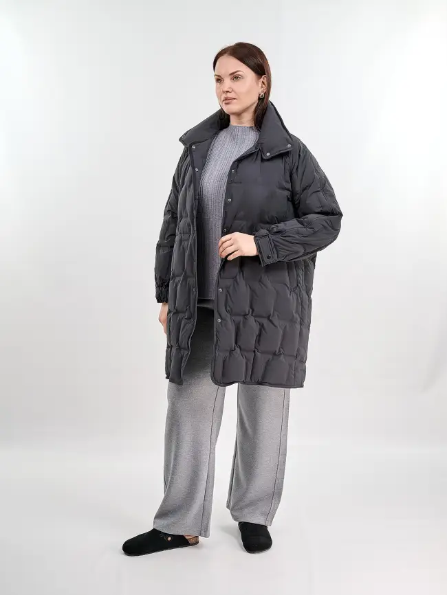 Пуховое пальто 6325 Размер 46-56 фото 45