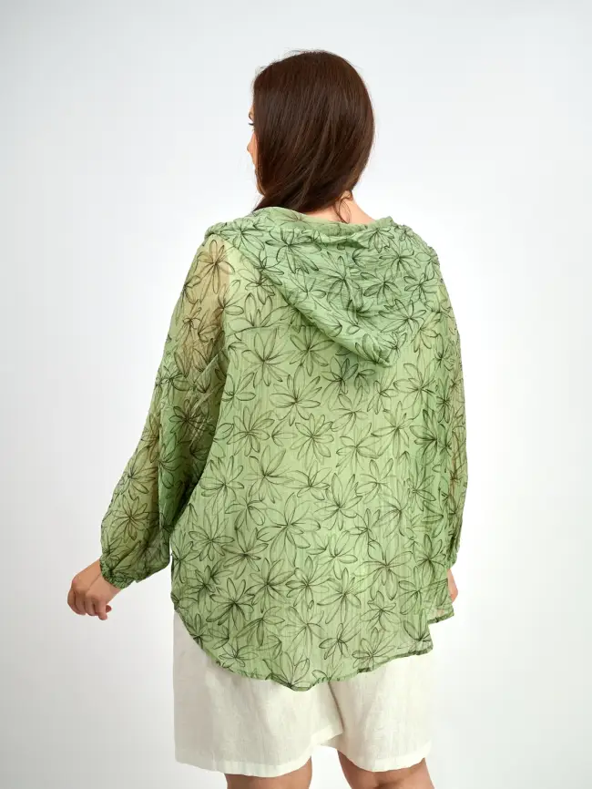 Ветровка-пыльник в цветок 9176 Размер 50-58 фото 5