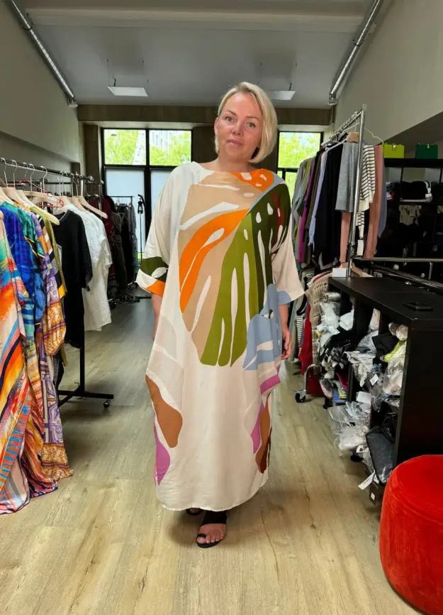 Платье лист Монстеры (молоко) ЭттоПлюс 2321-1 Размер 48-58 фото 12