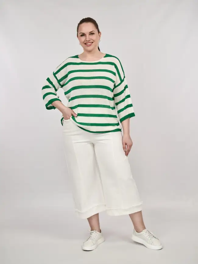 Джемпер облегченный в полоску ЭттоПлюс 25107 Размер 54-58 фото 19