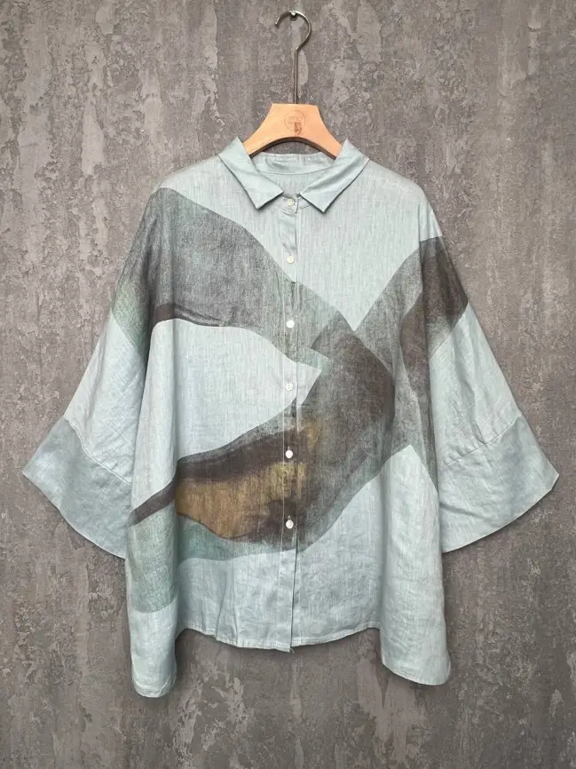 Льняная рубашка 8341 фото 12