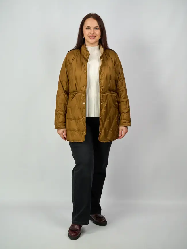 Удлинённая пуховая куртка 90312 Размеры 46-52 фото 12