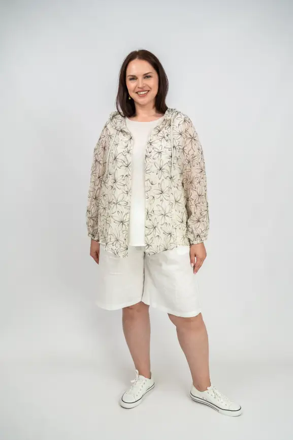 Ветровка-пыльник в цветок 9176 Размер 50-58 фото 14