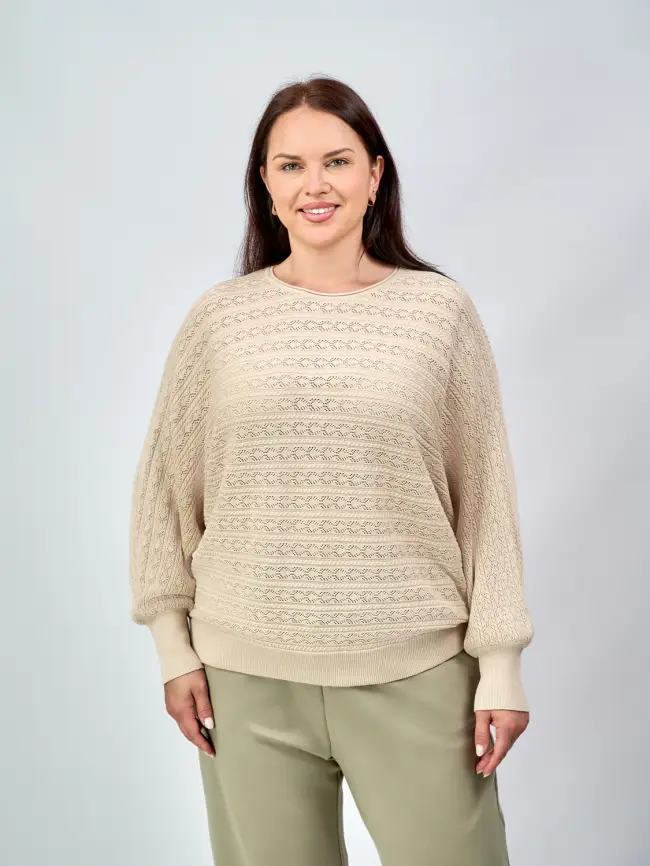 Джемпер "Ажурная вязка"ЭттоПлюс 6767 Размер 54-60 фото 8