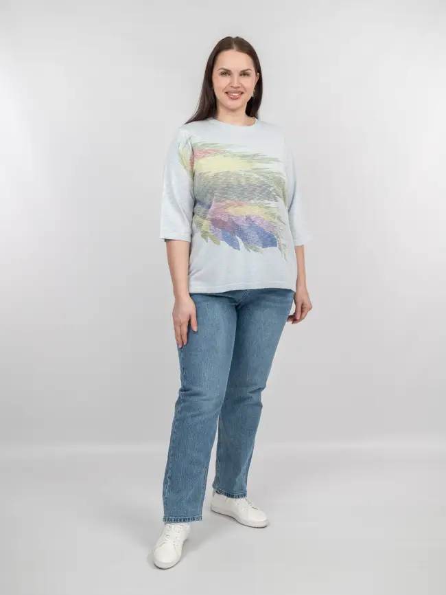 Джемпер облегченный с принтом 1006 Размер 50-58 фото 63