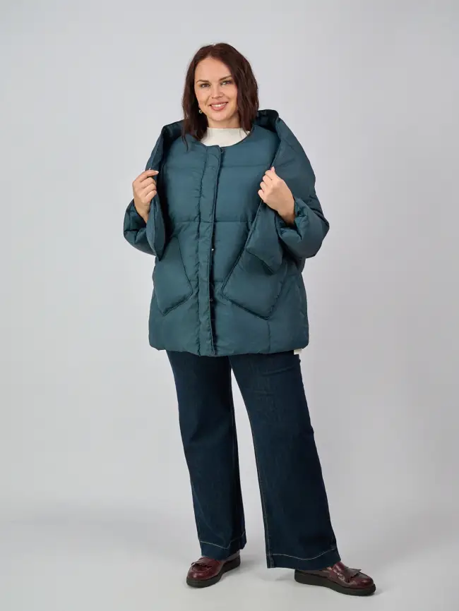 Пуховик женский с шарфом 8358 Размер 50-58 фото 16