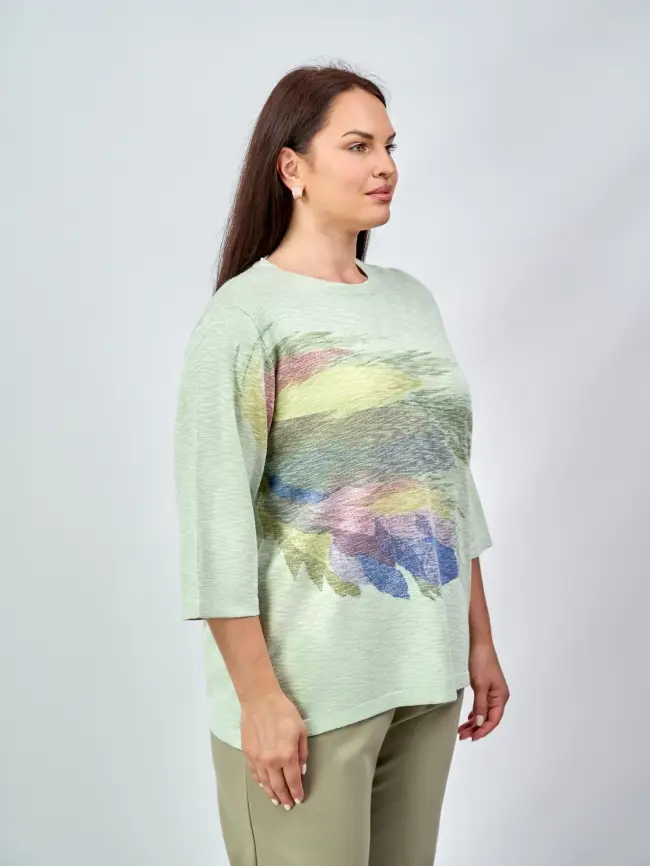 Джемпер облегченный с принтом 1006 Размер 50-58 фото 22