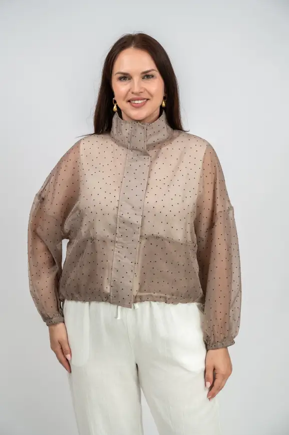 Ветровка-пыльник в горох 6703 Размер 50-58 фото 29