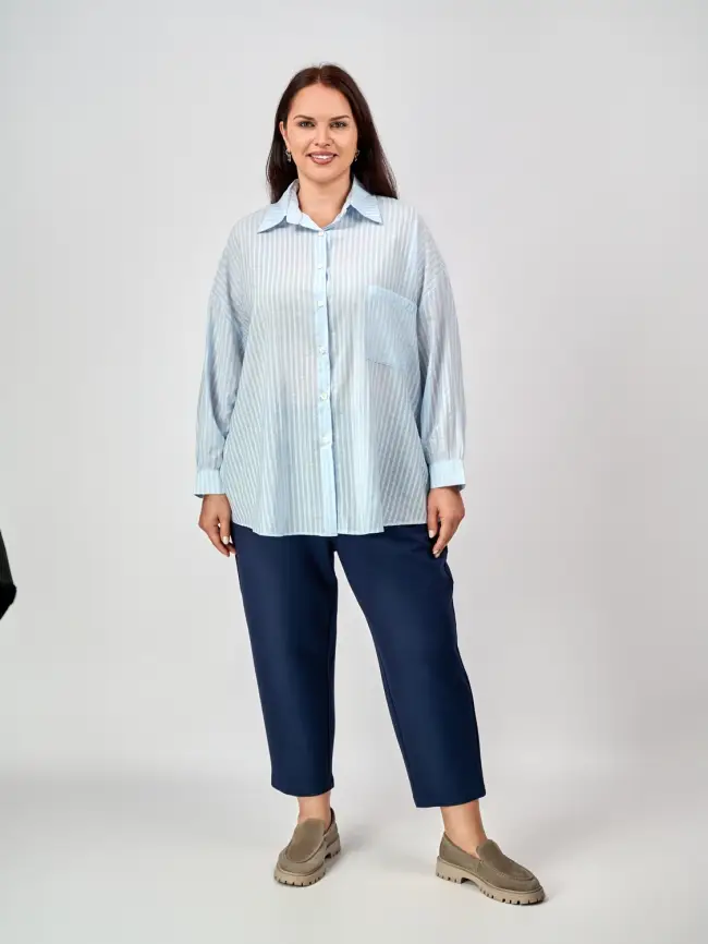 Рубашка в полоску 963 размер 50- 58 фото 11