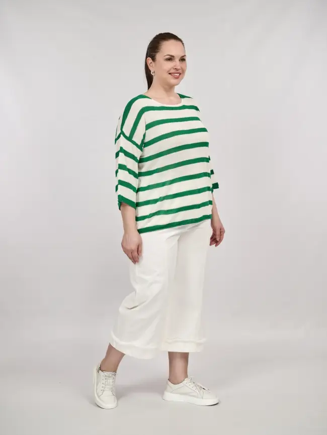 Джемпер облегченный в полоску ЭттоПлюс 25107 Размер 54-58 фото 20