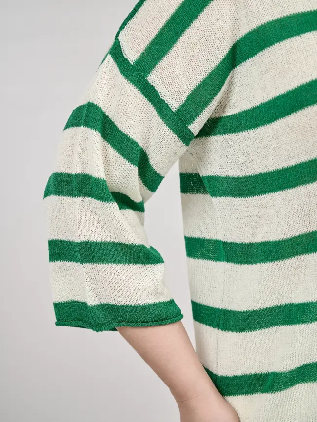 Джемпер облегченный в полоску ЭттоПлюс 25107 Размер 54-58 фото 25