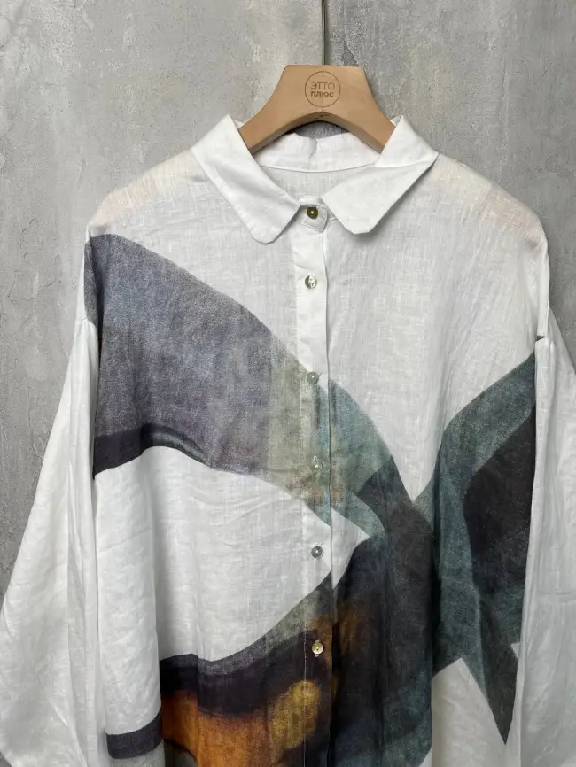 Льняная рубашка 8519 фото 9