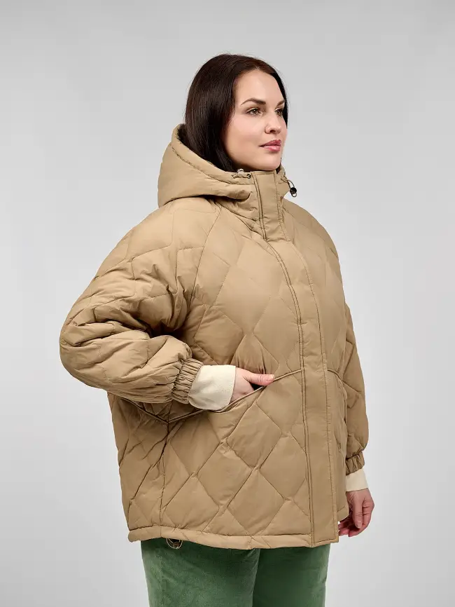 Стеганая куртка с капюшоном 8815 Размер 48-54 фото 47