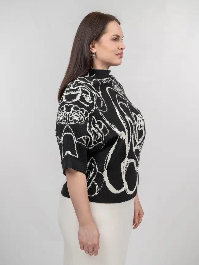 Джемпер "Цветочный принт" 0922 Размер 46-54 фото 20