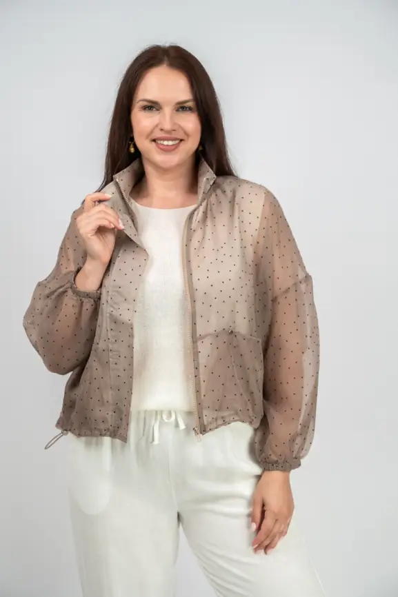 Ветровка-пыльник в горох 6703 Размер 50-58 фото 1