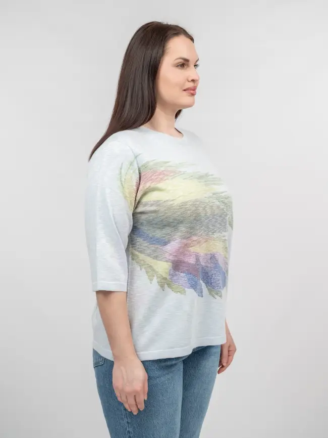 Джемпер облегченный с принтом 1006 Размер 50-58 фото 59