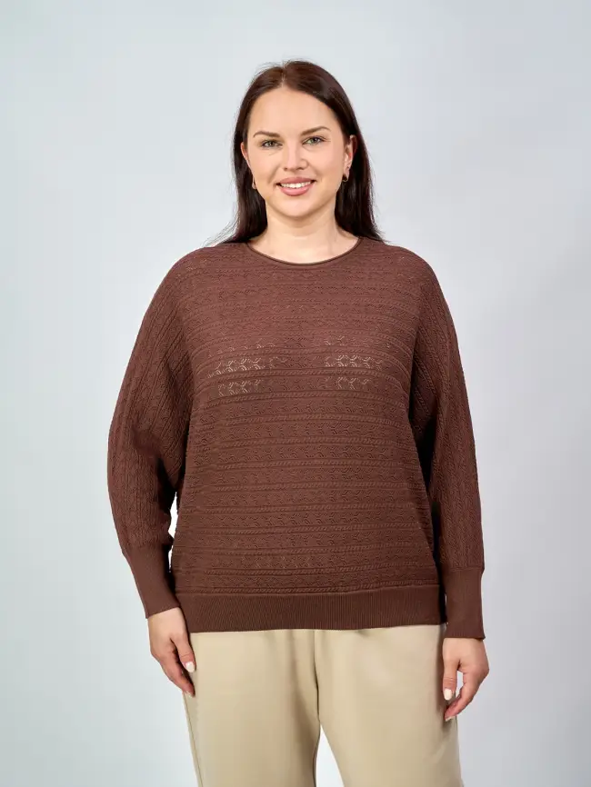 Джемпер "Ажурная вязка"ЭттоПлюс 6767 Размер 54-60 фото 29