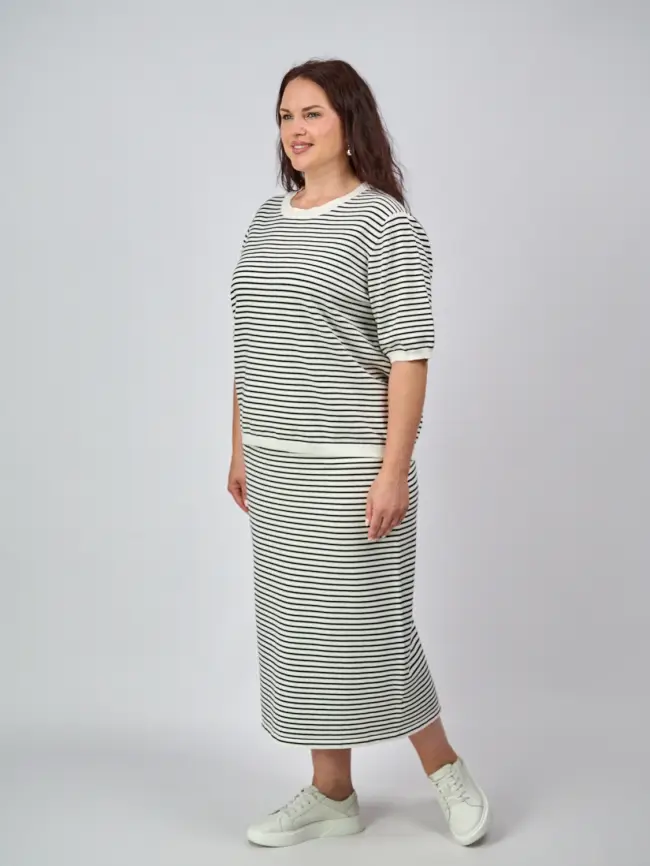 Джемпер в полоску ЭттоПлюс 25412 Размер 50-58 фото 4