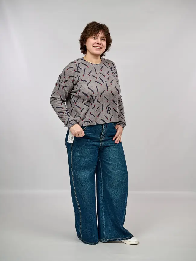 Джинсы палаццо 38785 Размеры 50-54 фото 2