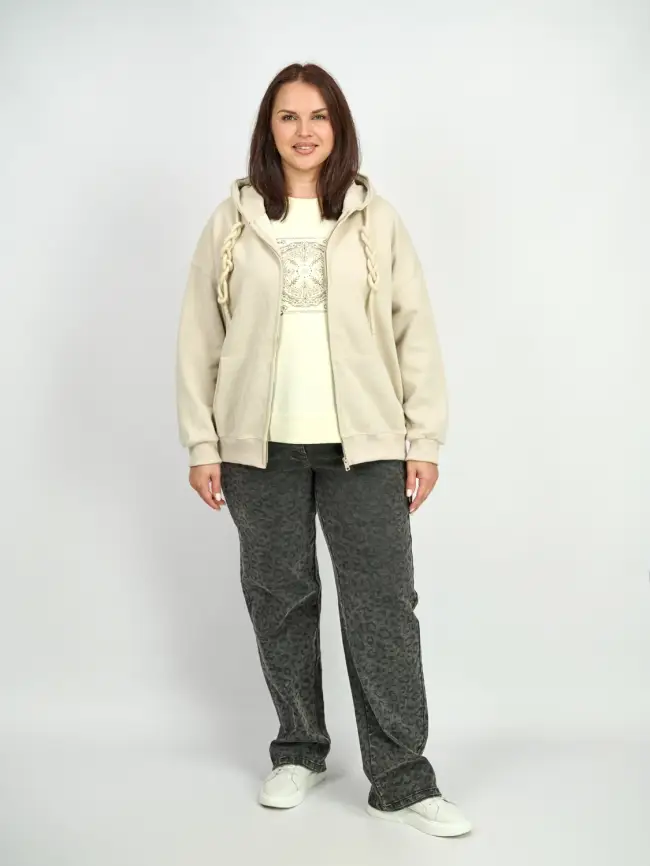 Худи зип утепленное оверсайз 506 Размер 50-58 фото 4