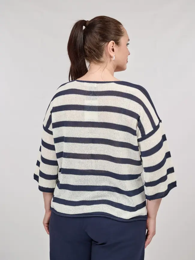 Джемпер облегченный в полоску ЭттоПлюс 25107 Размер 54-58 фото 45