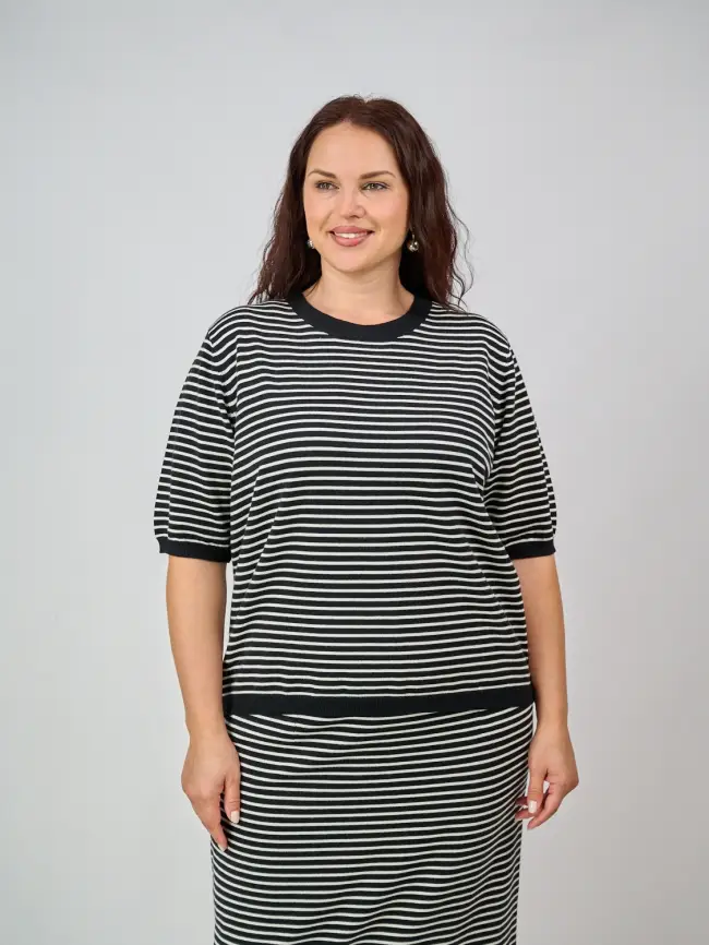 Джемпер в полоску ЭттоПлюс 25412 Размер 50-58 фото 2