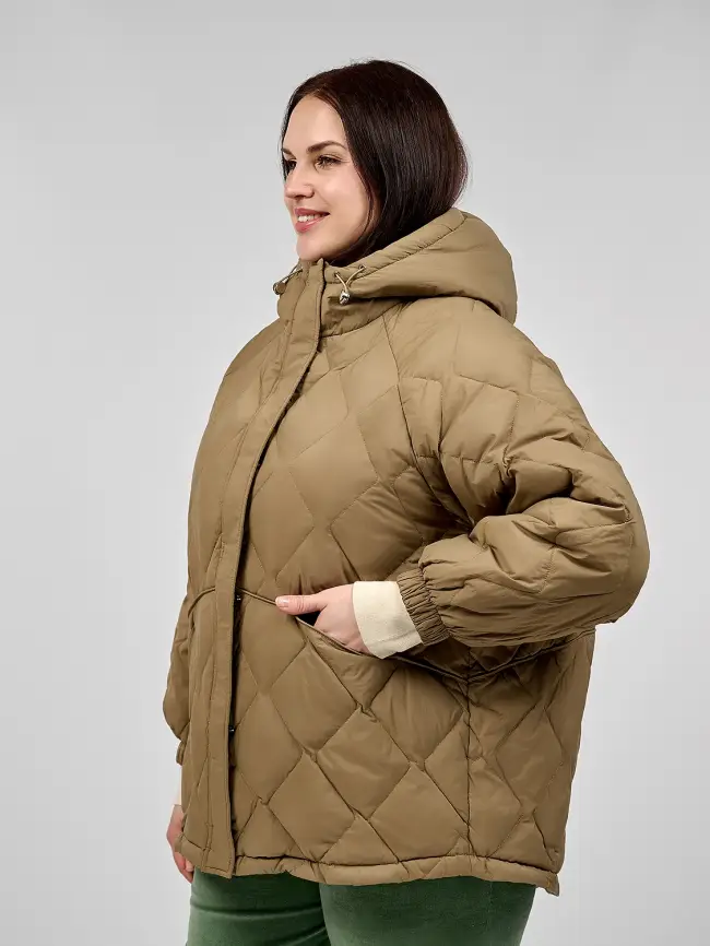 Стеганая куртка с капюшоном 8815 Размер 48-54 фото 37