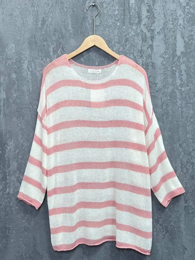 Джемпер облегченный в полоску ЭттоПлюс 25107 Размер 54-58 фото 37