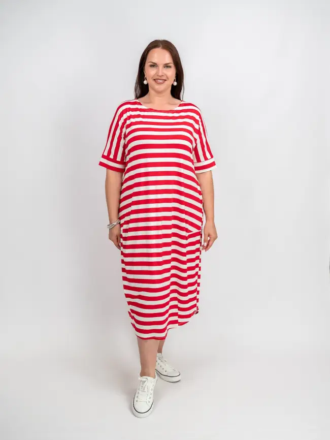 Платье в полоску ЭттоПлюс 0032 размеры 52- 56 фото 30