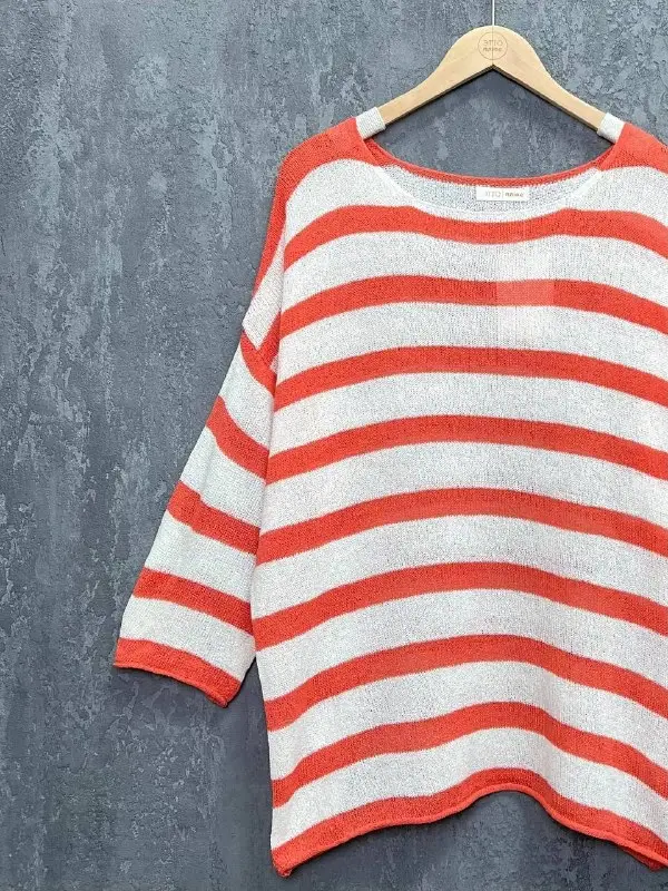 Джемпер облегченный в полоску ЭттоПлюс 25107 Размер 54-58 фото 64